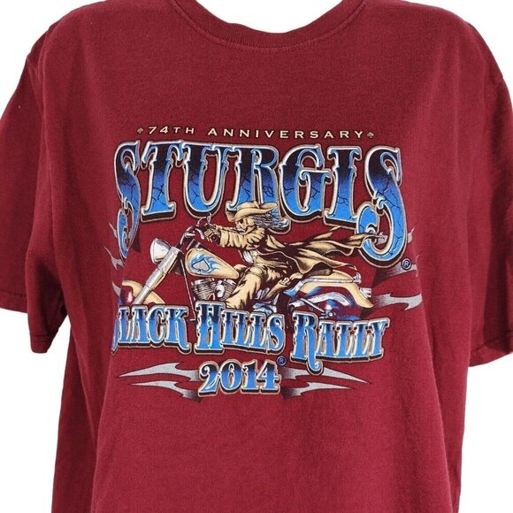Jerzees Motorcycle Sturgis Ride T-Shirt Bike Rally Men Women Size M Red 2014 - Picture 2 of 6